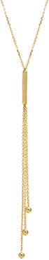 BY ADINA EDEN Bar & Ball Drop Lariat Necklace 14K