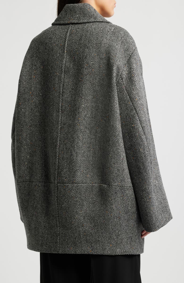 COS Oversize Herringbone Double Breasted Stretch Wool Coat, Alternate, color, 
