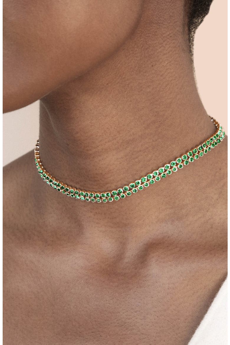 Crystal Sparkle Choker Necklace, Alternate, color, GREEN