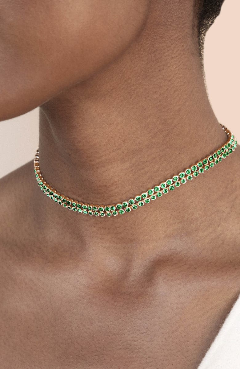 Ettika Crystal Sparkle Choker Necklace, Alternate, color, Green