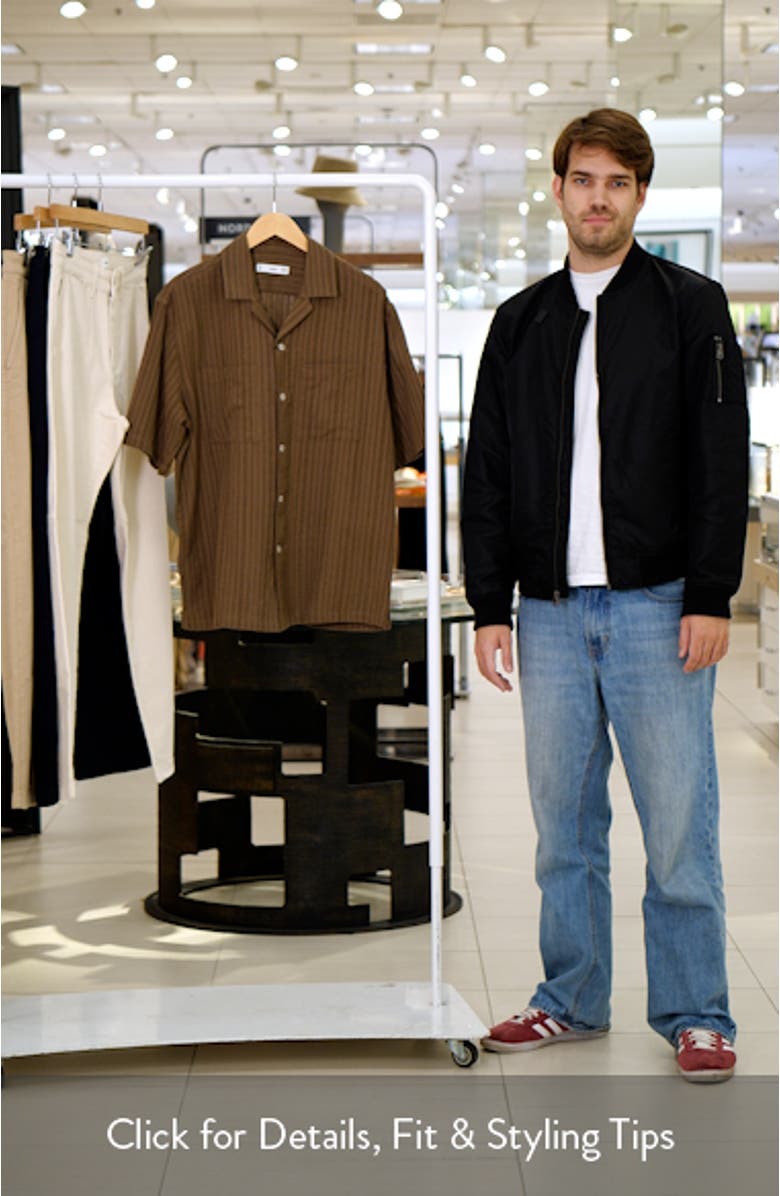 Textured Stripe Cotton & Linen Bowling Shirt, sales video thumbnail