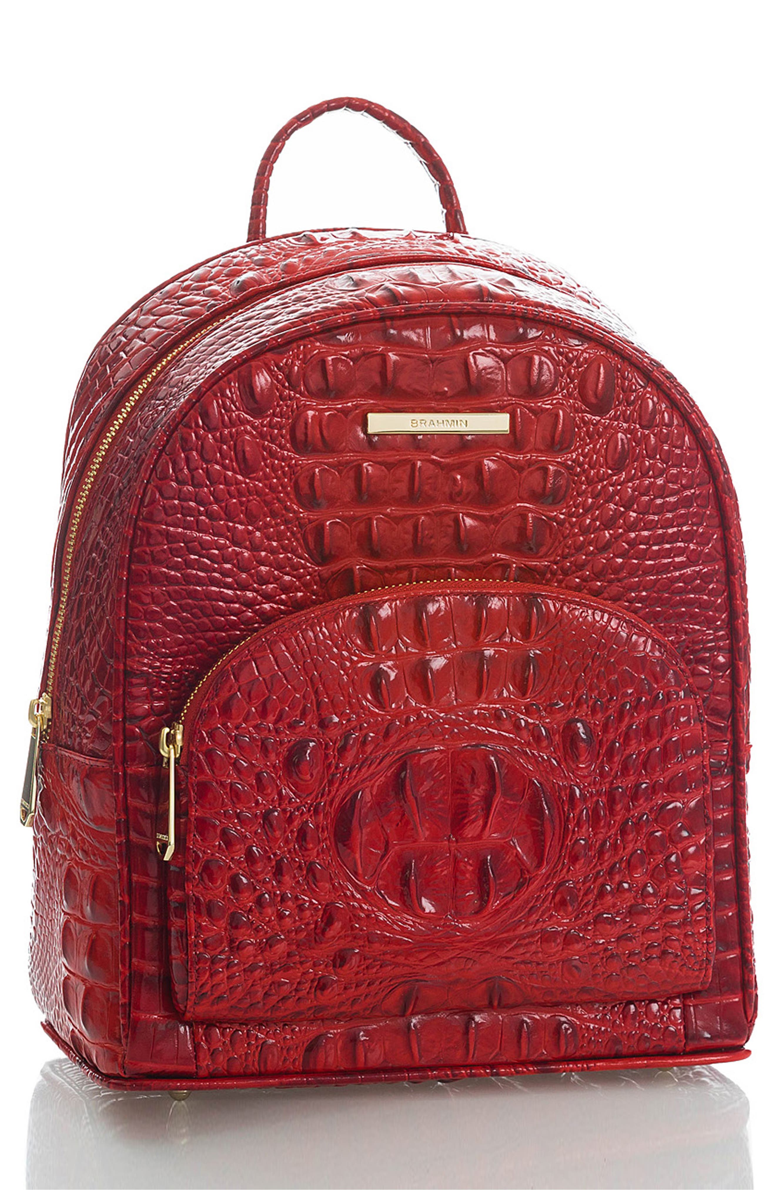 Mini Dartmouth Leather Backpack, Alternate, color, SCARLET