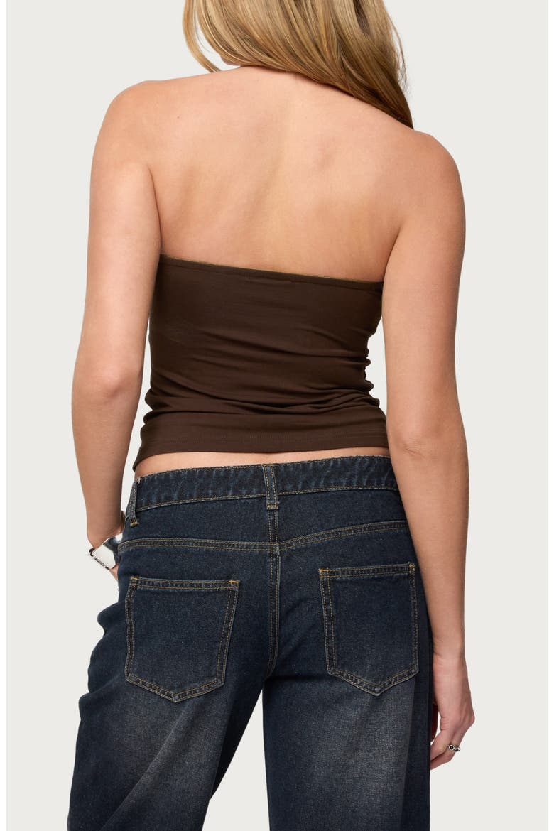 Oriella Ring Cutout Strapless Crop Top, Alternate, color, BROWN