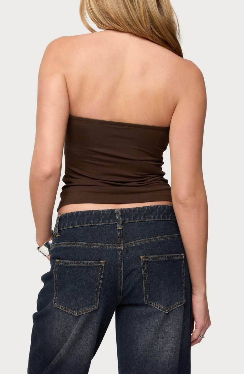 EDIKTED Oriella Ring Cutout Strapless Crop Top, Alternate, color, Brown