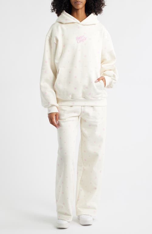 Happy Camp3r Pink Flurry Core Sweatpants In White