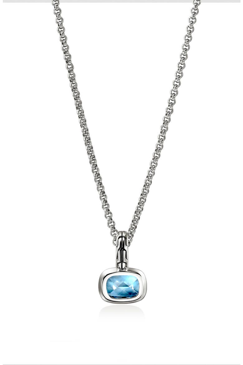 Heishi Necklace, Sterling Silver, Diamonds, 1.5mm, Alternate, color, SWISS BLUE TOPAZ