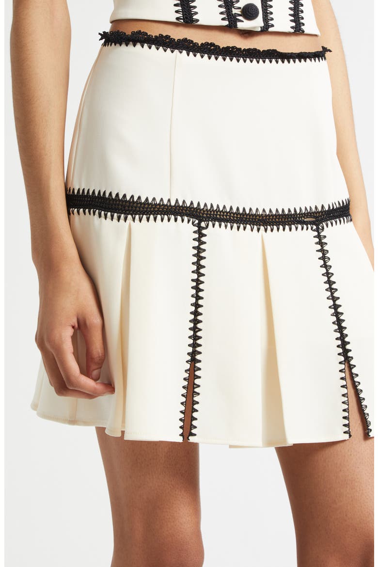 Sinclaire Crochet Pleated Skirt, Alternate, color, GARDENIA/ BLACK