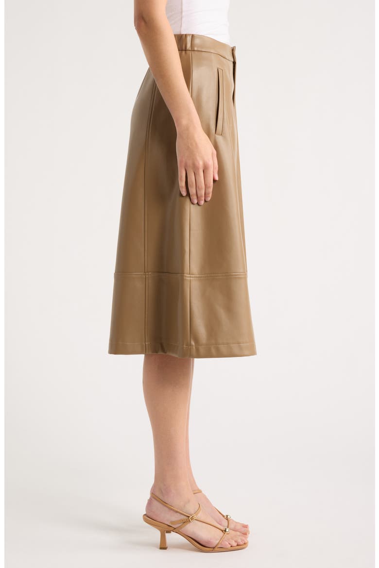 Faux Leather Seamed Culottes, Alternate, color, TIGERS EYE