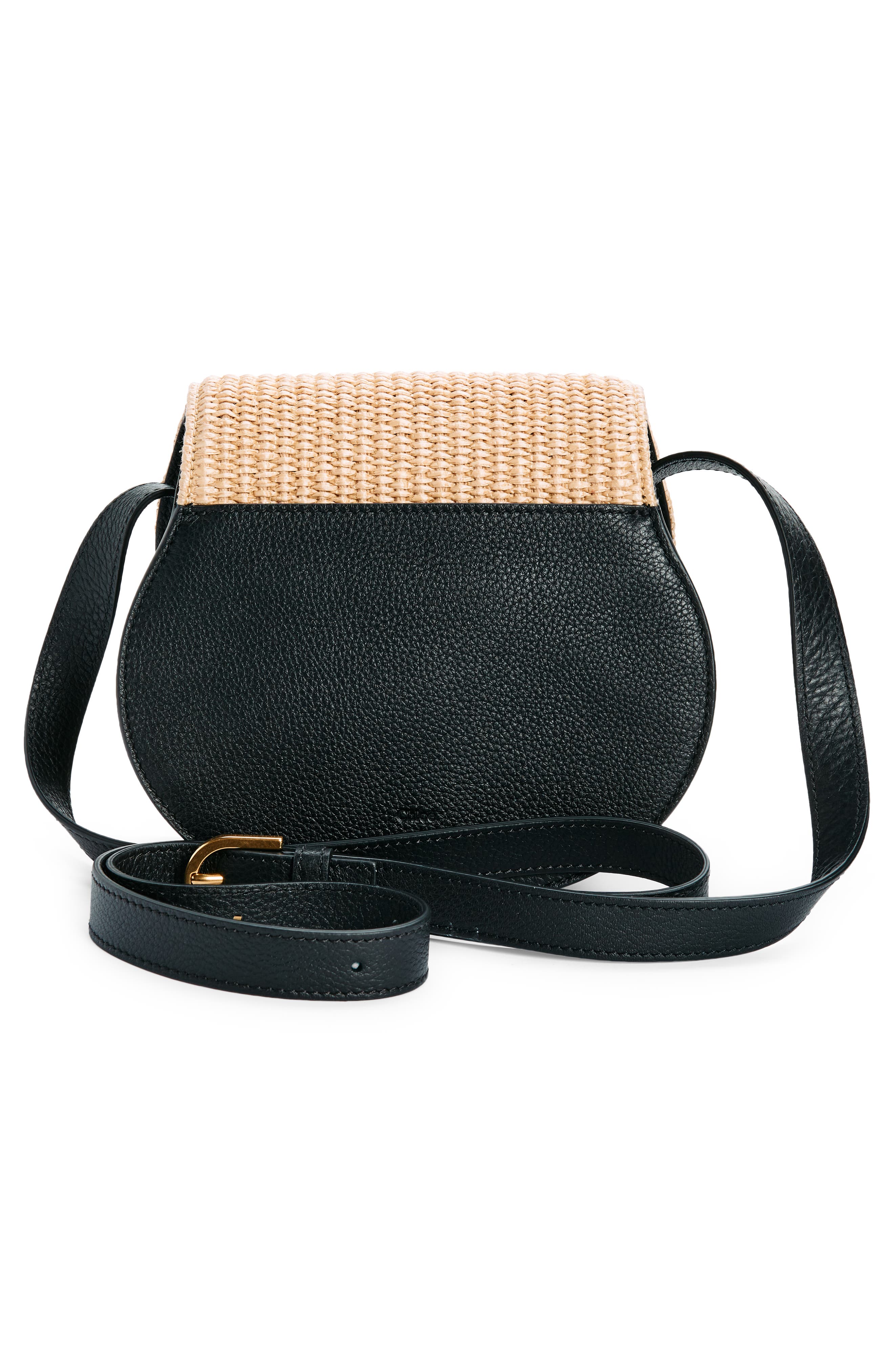 Chloé Small Marcie Raffia & Leather Crossbody Bag, Alternate, color, 