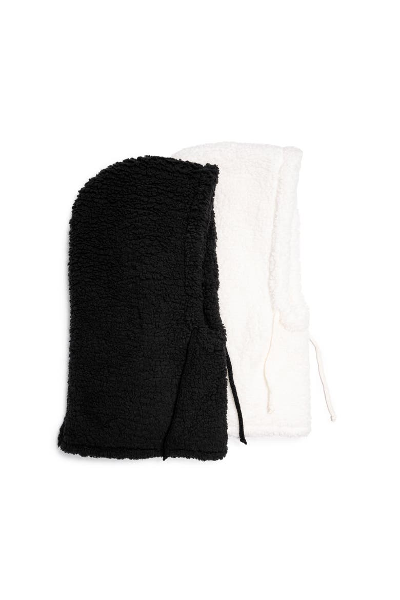 Women's Balaclava Faux Shearling Overhood, Alternate, color, Black