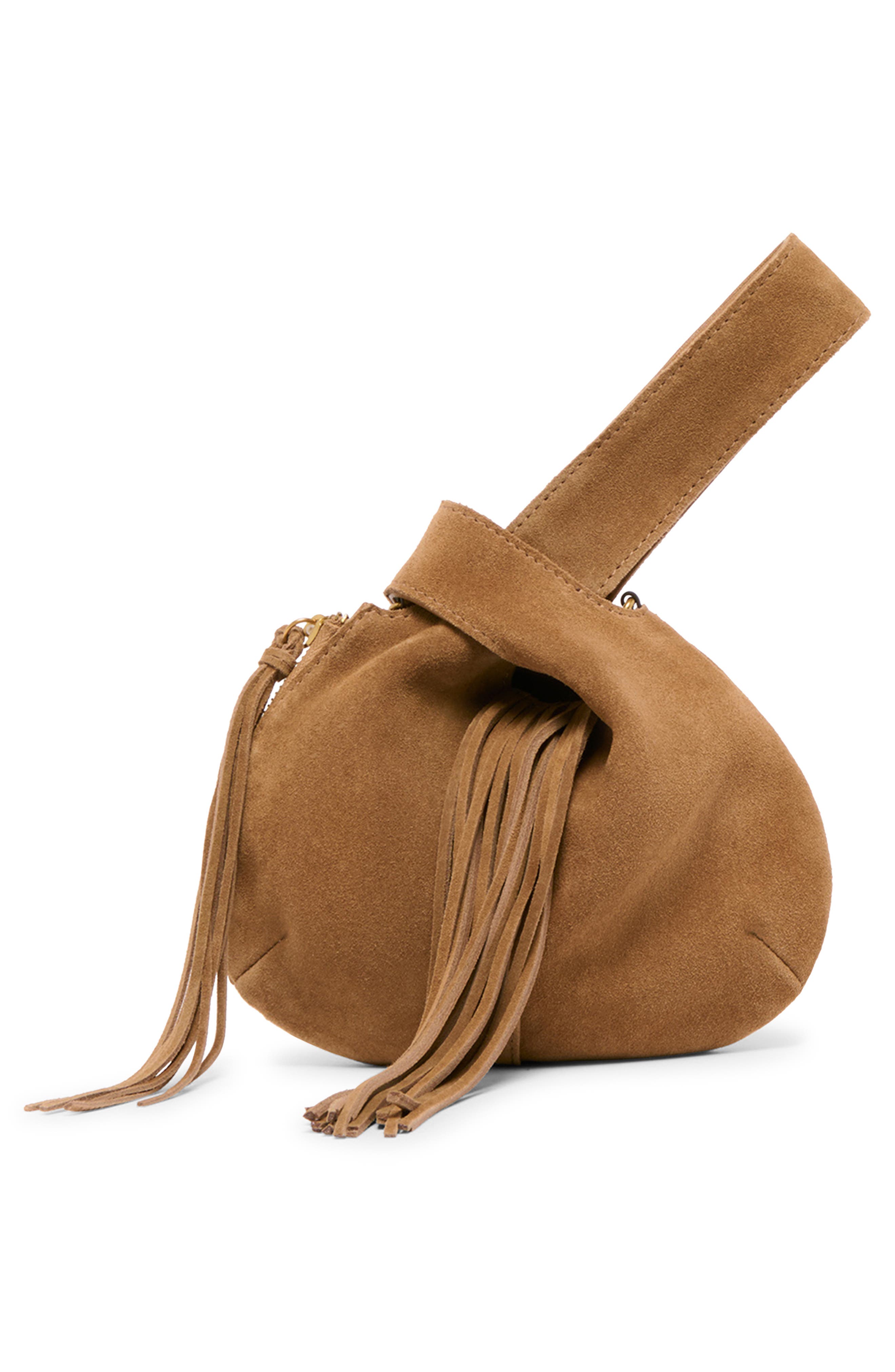 Dolce Vita Zury Leather Fringe Handbag, Alternate, color, Camel