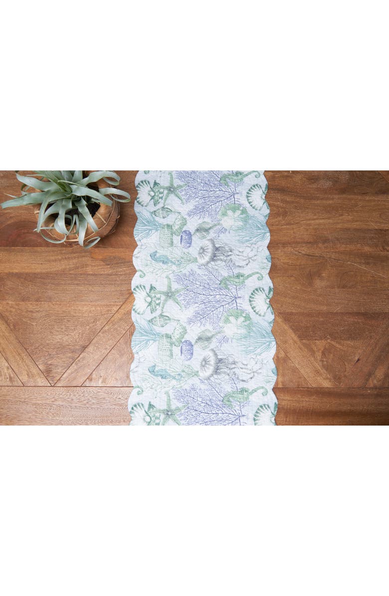 C&F Home Shoreline Waters Cotton Table Runner 14" x 51" - Nautical Seahorse & Coral, Alternate, color, Blue
