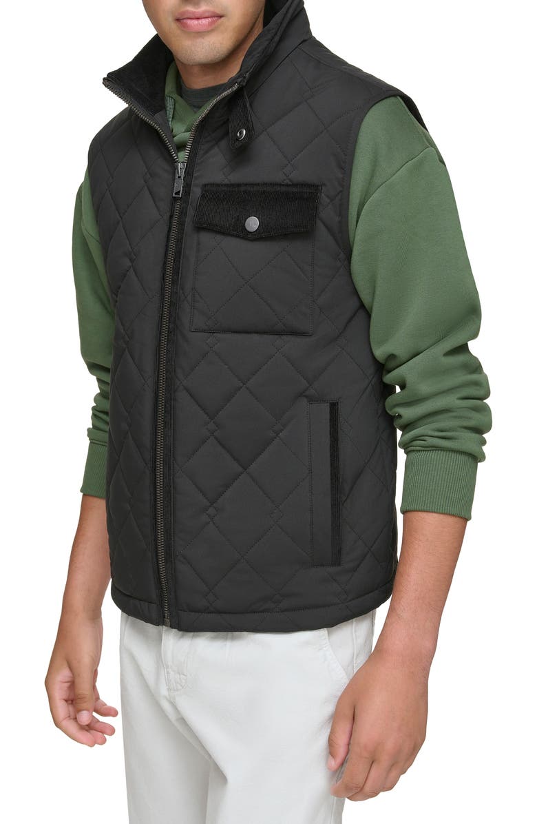 Andrew Marc Barnet Water Resistant Quilted Vest, Alternate, color, Black