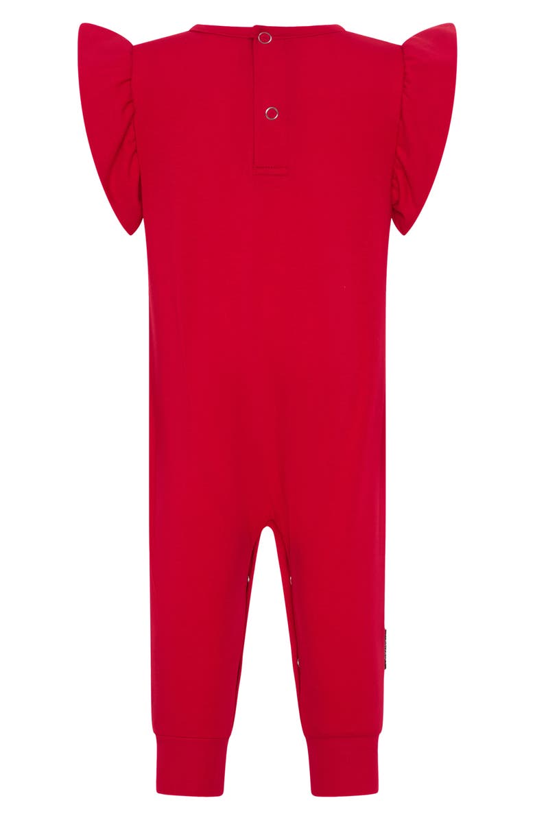 TINY TRIBE Core Ruffle Shoulder Cotton Jersey Romper, Alternate, color, Red