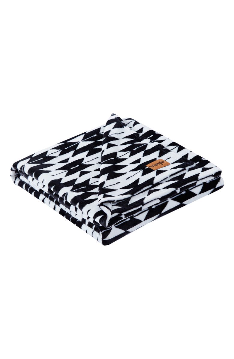 Wrangler Geometric Throw Blanket, Main, color, Black