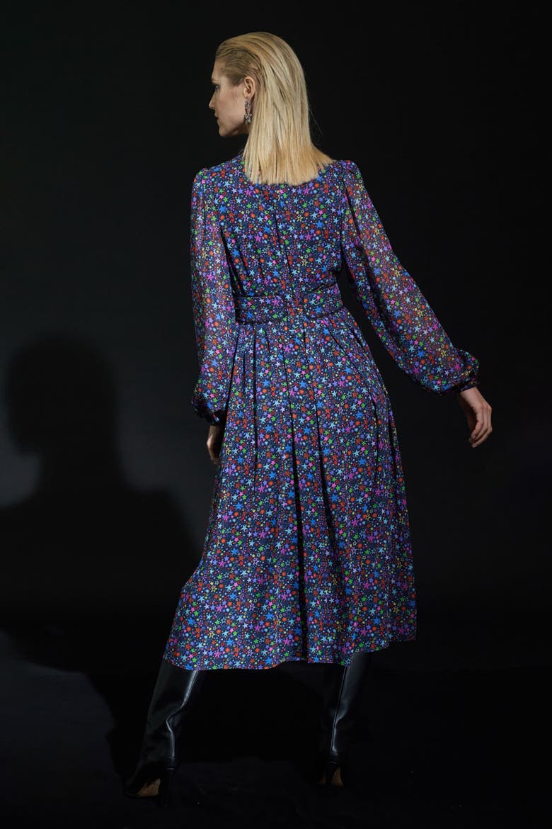 Silk Georgette Printed Dress, Alternate, color, Blue / Multicolour