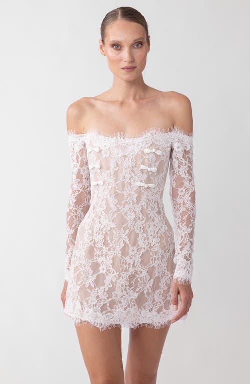 SAU LEE SAU LEE RACHAEL OFF THE SHOULDER LACE MINIDRESS