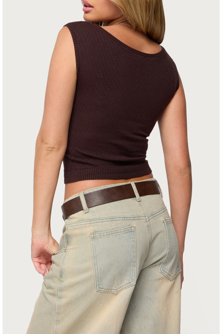 Jarah Pointelle Crop Top, Alternate, color, BROWN