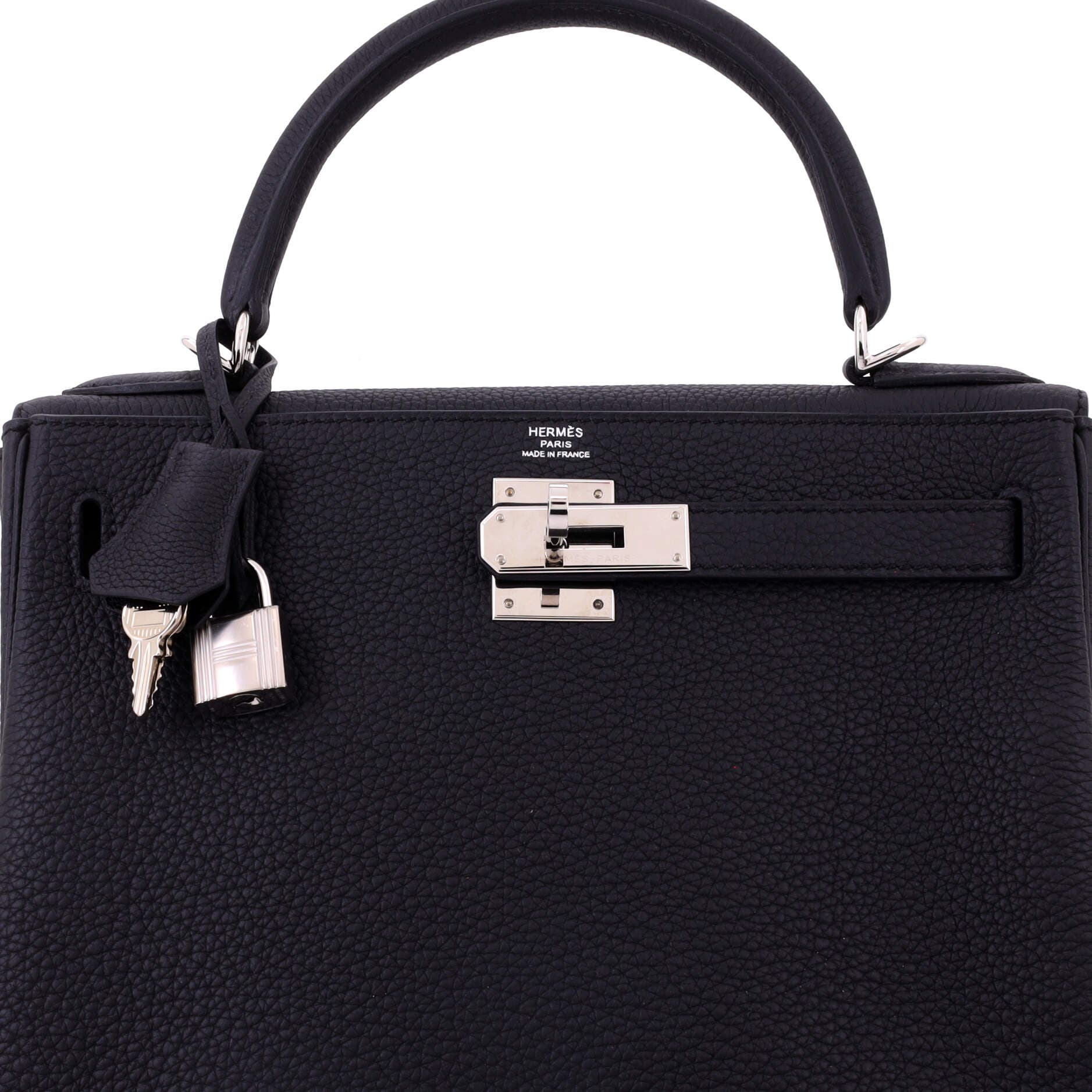Pre-Owned Hermes Kelly Handbag Black Togo with Palladium Hardware 28, Alternate, color, 