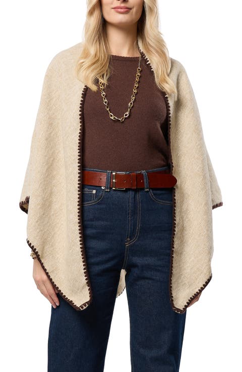 Triangle Knit Trim Shawl