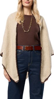 SAACHI Triangle Knit Trim Shawl