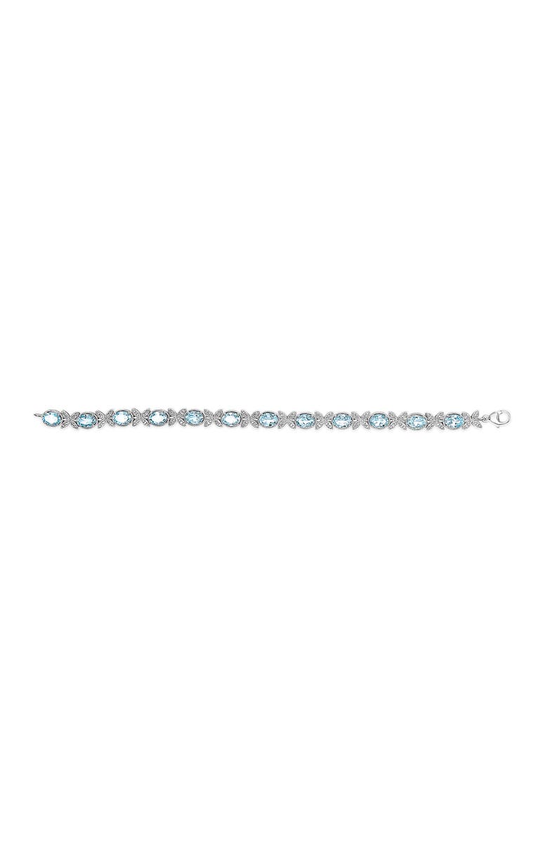 Haus of Brilliance Silver Oval Blue Topaz Diamond Butterfly Link Bracelet - Inches, Alternate, color, White