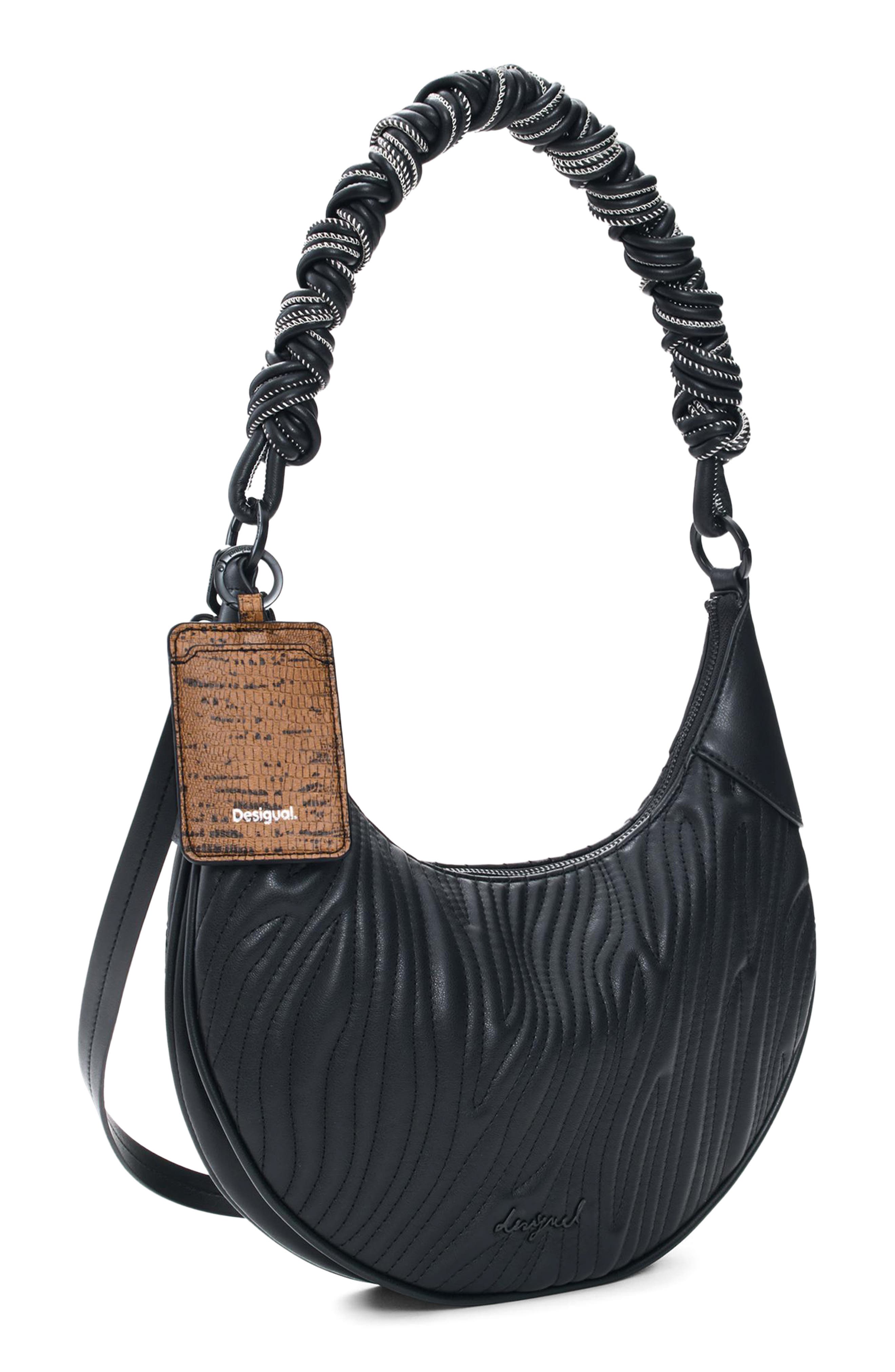 Desigual Wavy Stitch Faux Leather Shoulder Bag, Alternate, color, 