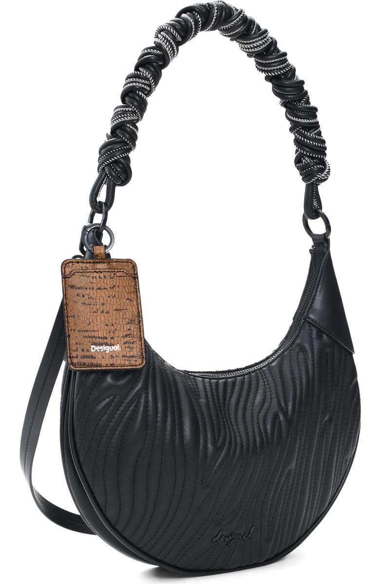 Desigual Wavy Stitch Faux Leather Shoulder Bag, Alternate, color,