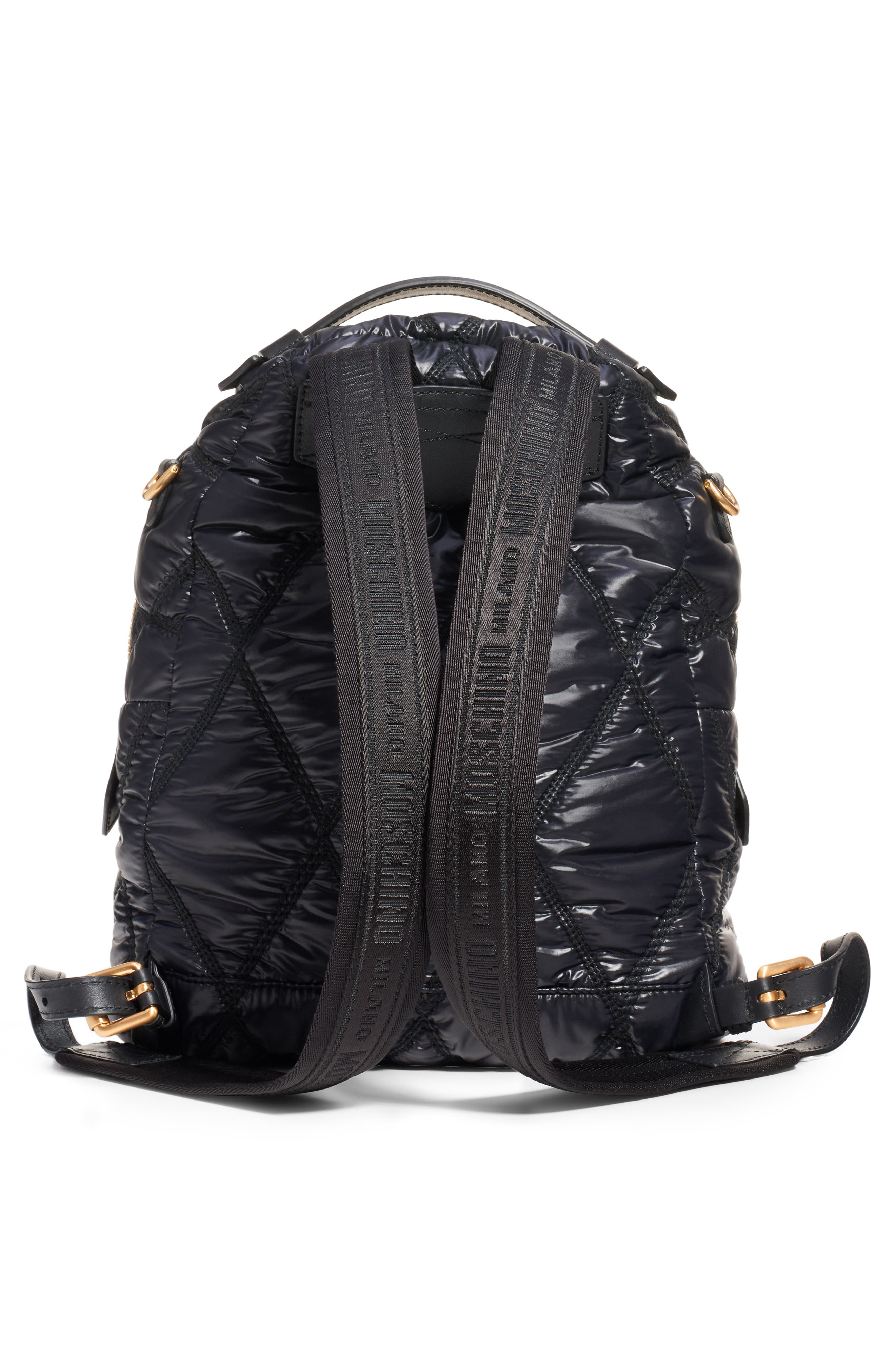 Moschino Quilted Nylon Backpack, Alternate, color, 