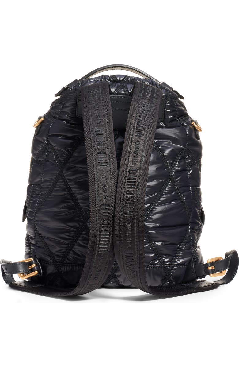 Moschino Quilted Nylon Backpack, Alternate, color,