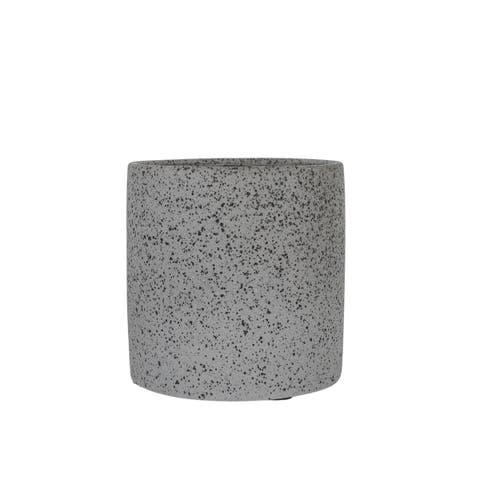 Textured Black Stoneware Planter