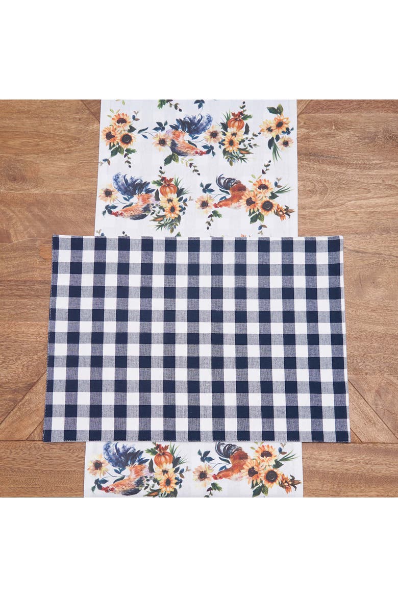 Rooster Farmhouse Reversible Graphic Print Machine Washable Table Runner 14" x 72", Alternate, color, Yellow
