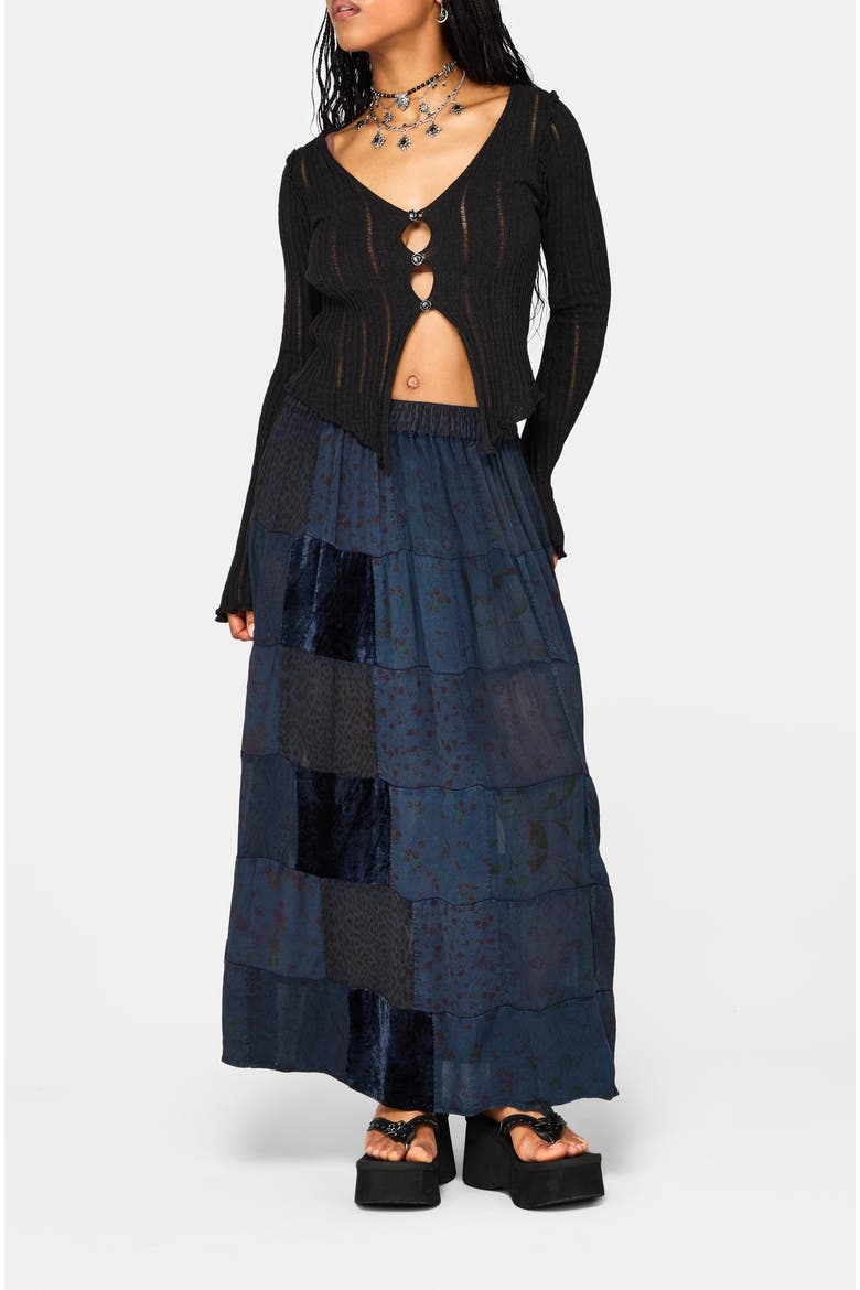 Mabel Patchwork Skirt, Alternate, color, Navy