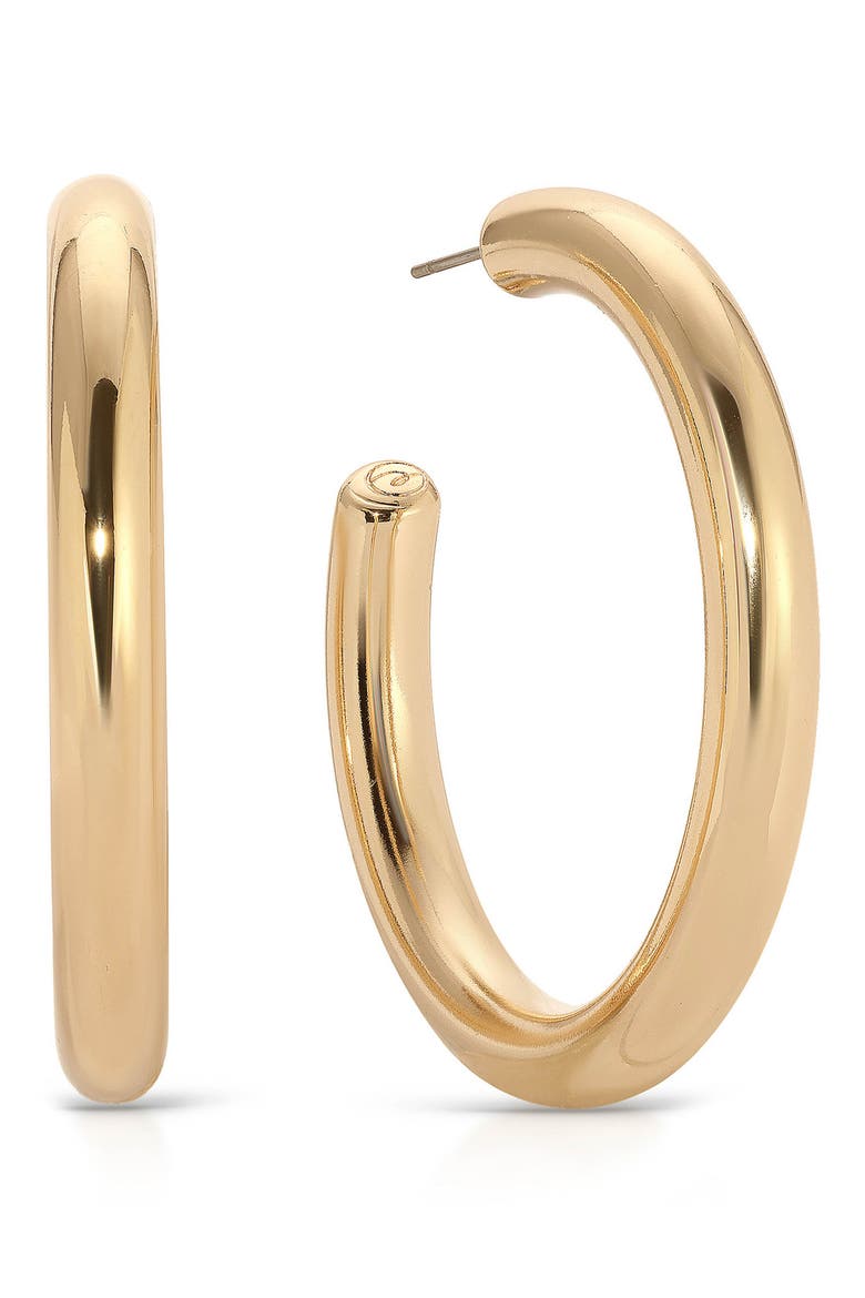 Large Thick Classic Hoop Earrings, Main, color, GOLD
