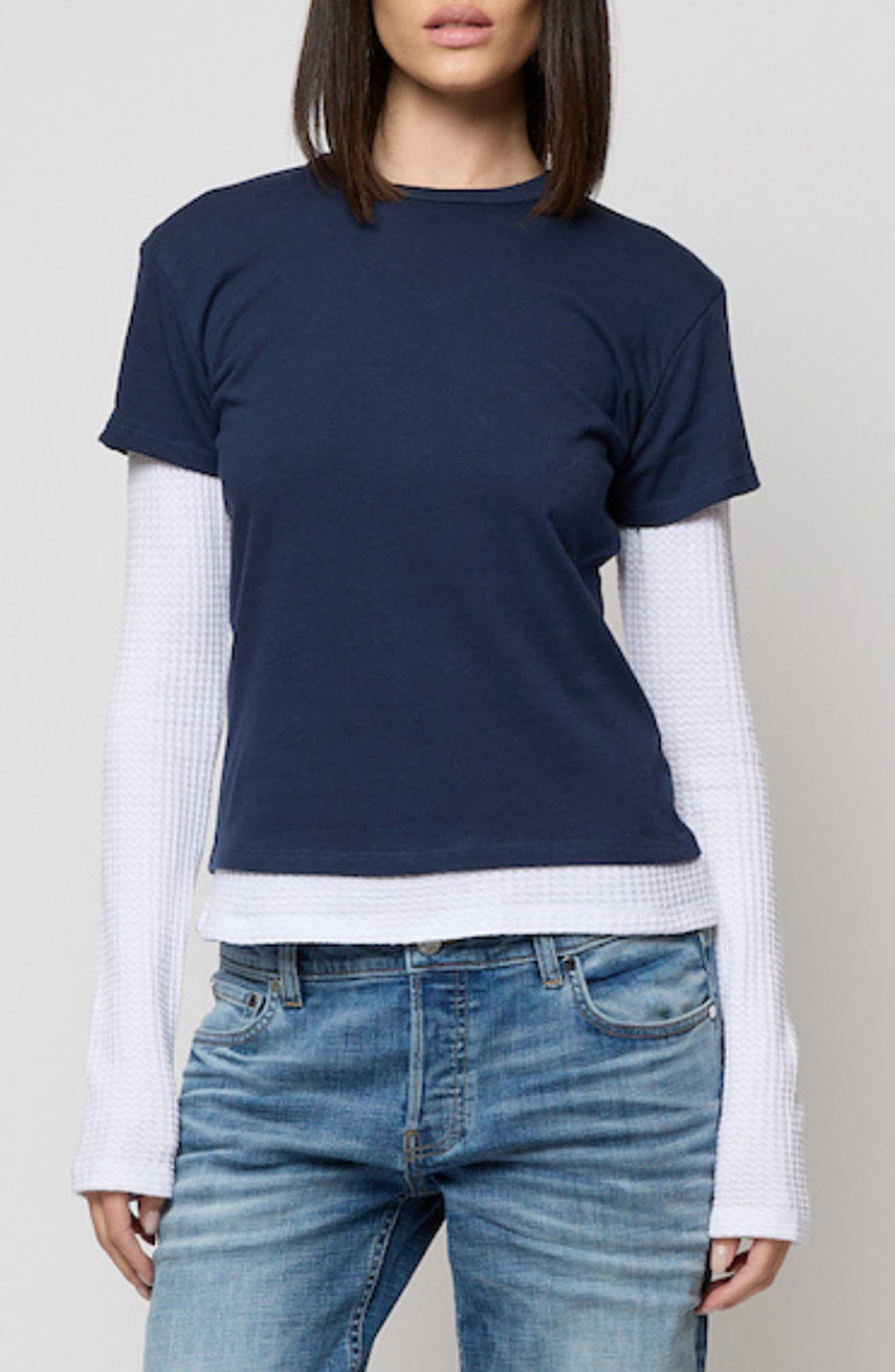 NAVY AND WHITE WAFFLE