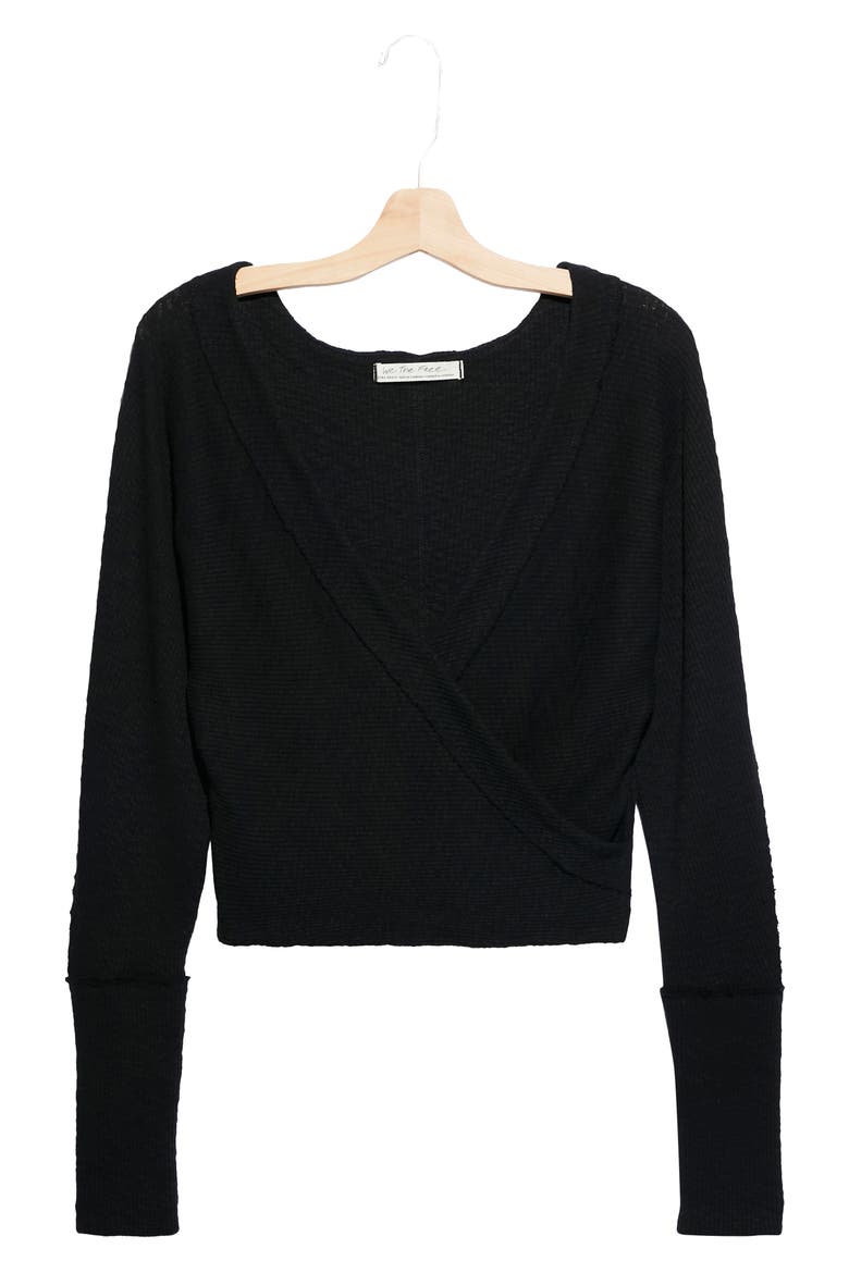 Lupine Faux Wrap Shirt, Alternate, color, BLACK