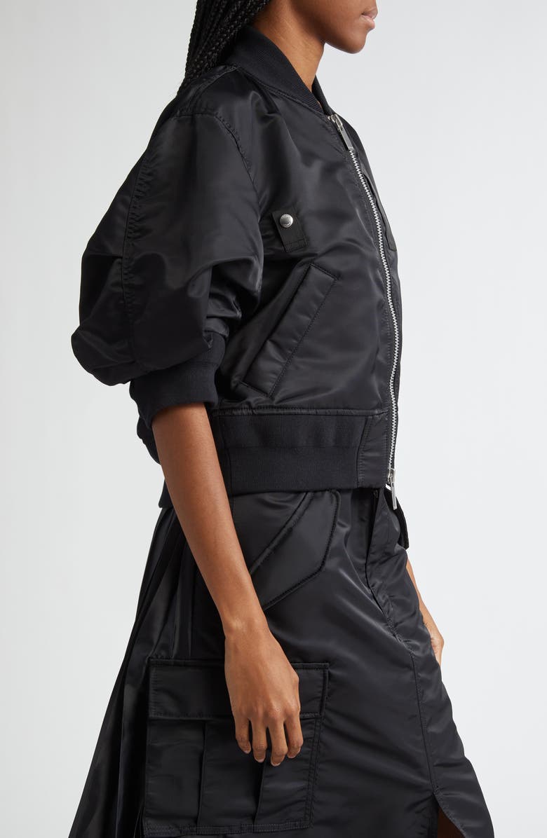 Sacai Short Sleeve Nylon Twill Bomber Jacket, Alternate, color, 
