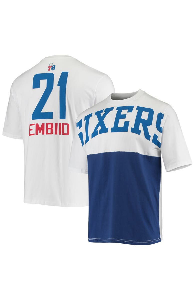 FANATICS Men's Fanatics Branded Joel Embiid White Philadelphia 76ers Yoke T-Shirt, Main, color, 