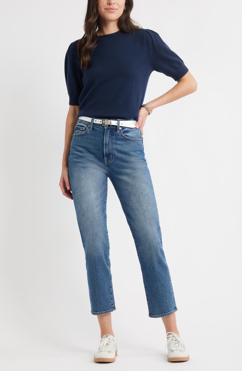 Caslon<sup>®</sup> Puff Sleeve Wool & Cashmere Sweater, Alternate, color, Navy Night