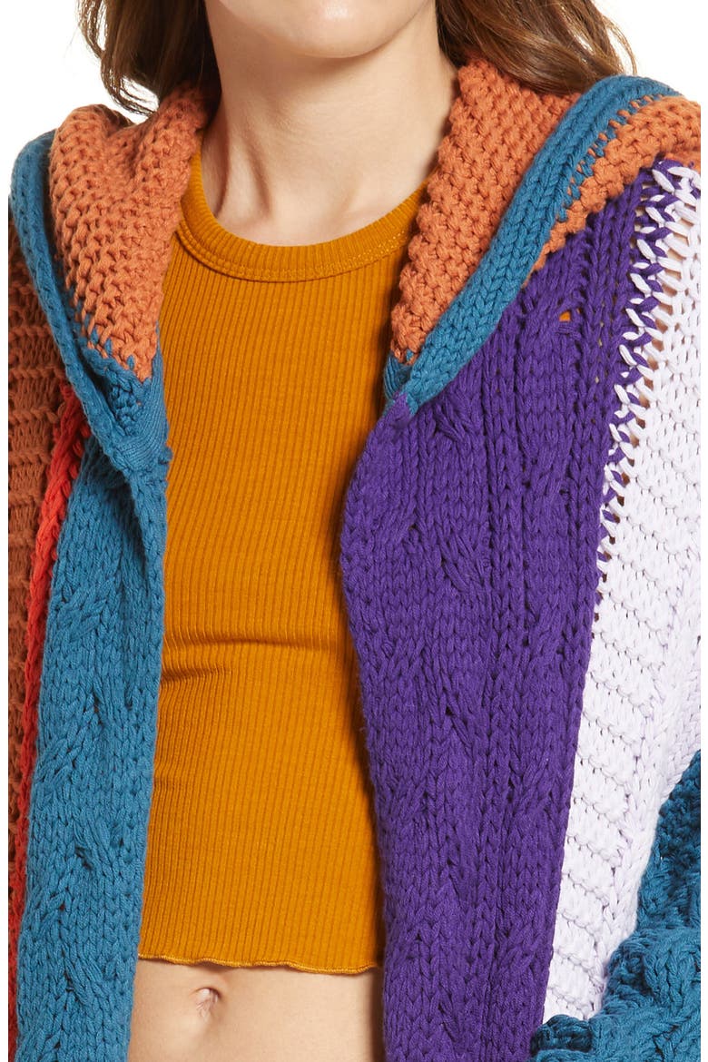 Hearts on Fire Stripe Hooded Long Cardigan, Alternate, color, HEARTS ON FIRE COMBO