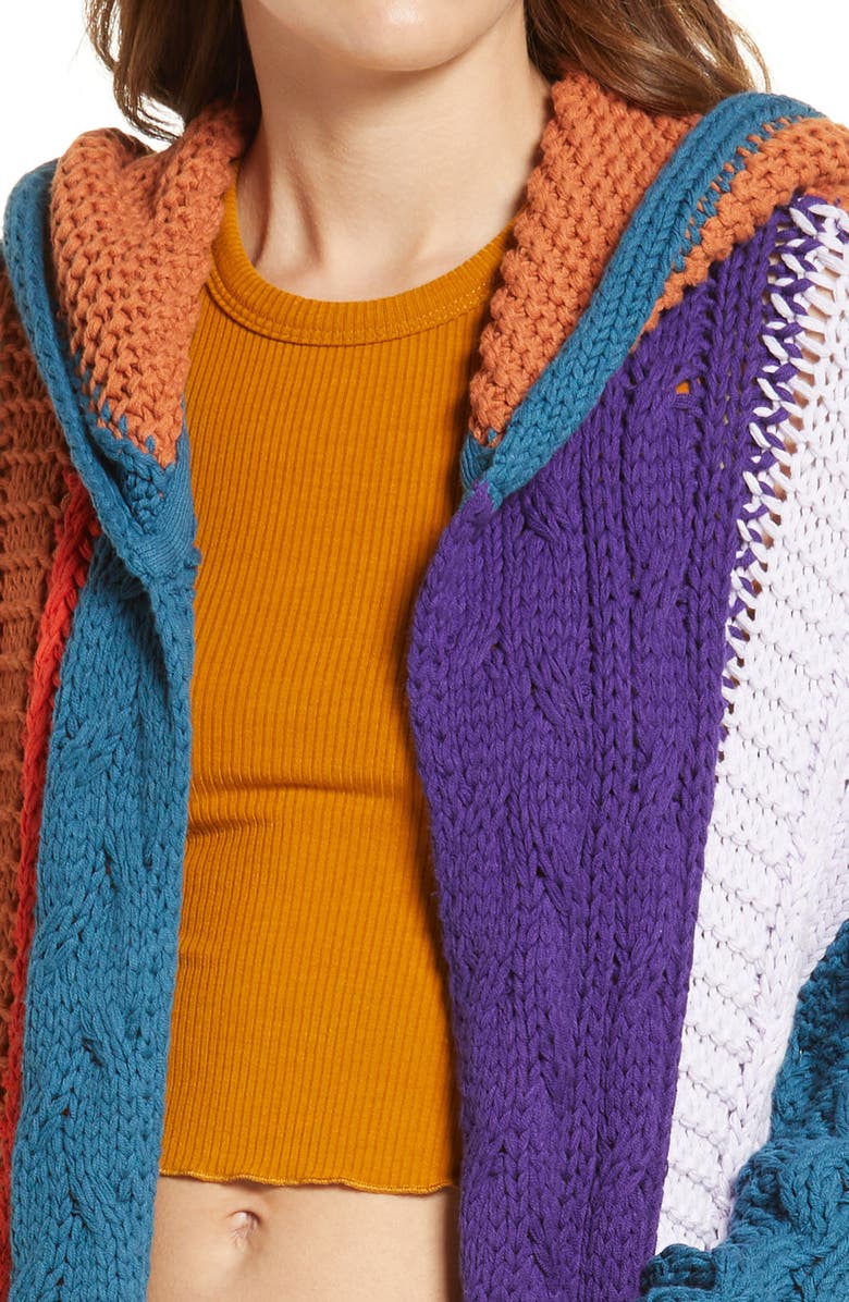 Free People Hearts on Fire Stripe Hooded Long Cardigan, Alternate, color, 