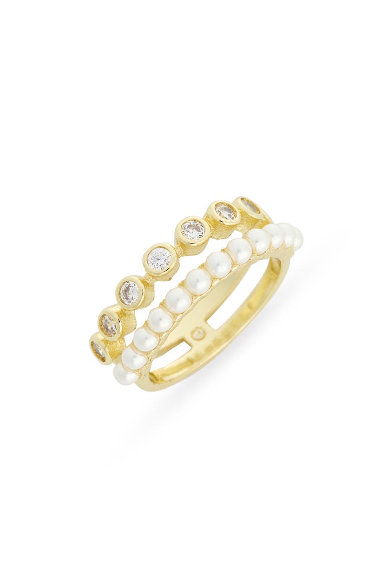 Faux Pearl & Cubic Zirconia Stacked Ring, Main, color, WHITE MULTI / GOLD