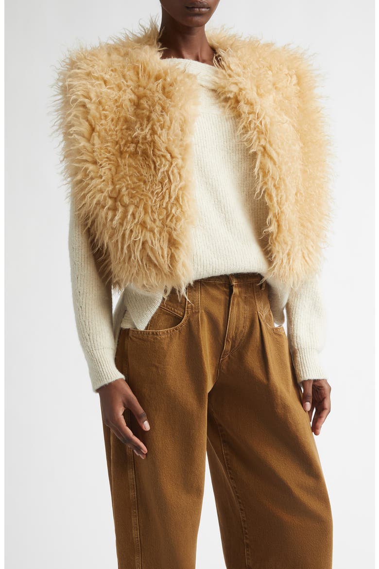 Florana Faux Fur Vest, Main, color, PALE YELLOW