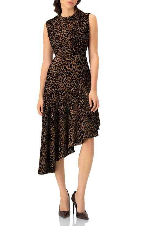 Asymmetric Animal Print Dress
