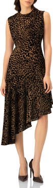 IVONNE Asymmetric Animal Print Dress