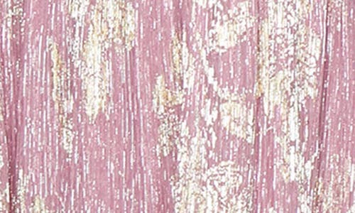 Shop Sl Fashions Metallic Floral Tiered Cocktail Dress In Blush
