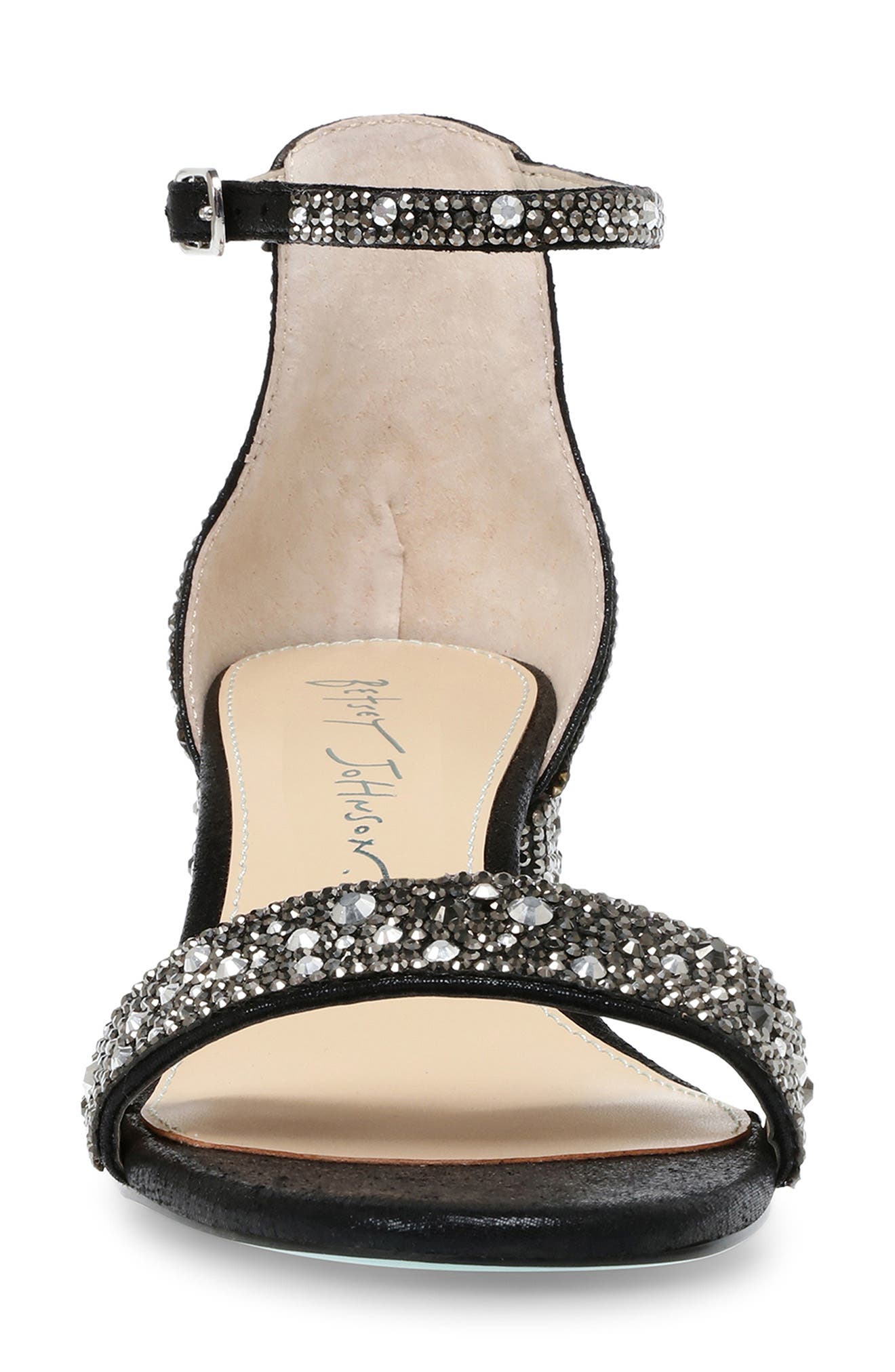 Betsey Johnson Mari Crystal Ankle Strap Sandal, Alternate, color, 