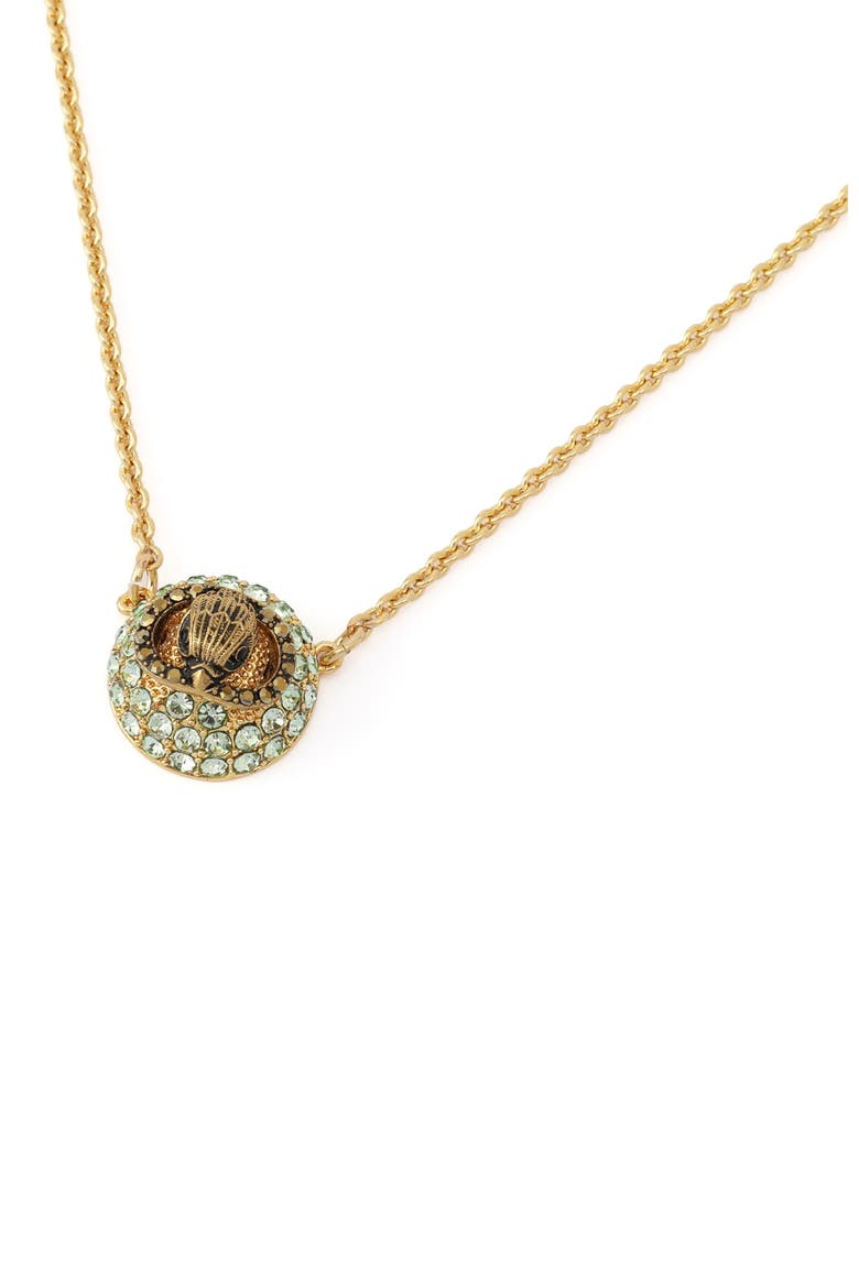 Eagle Pave Dome Pendant Necklace, Alternate, color, GREEN
