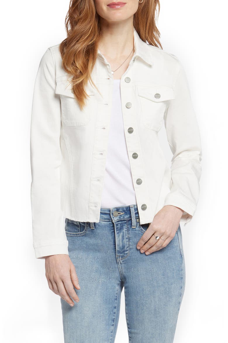 Fray Hem Denim Jacket, Main, color, OPTIC WHITE