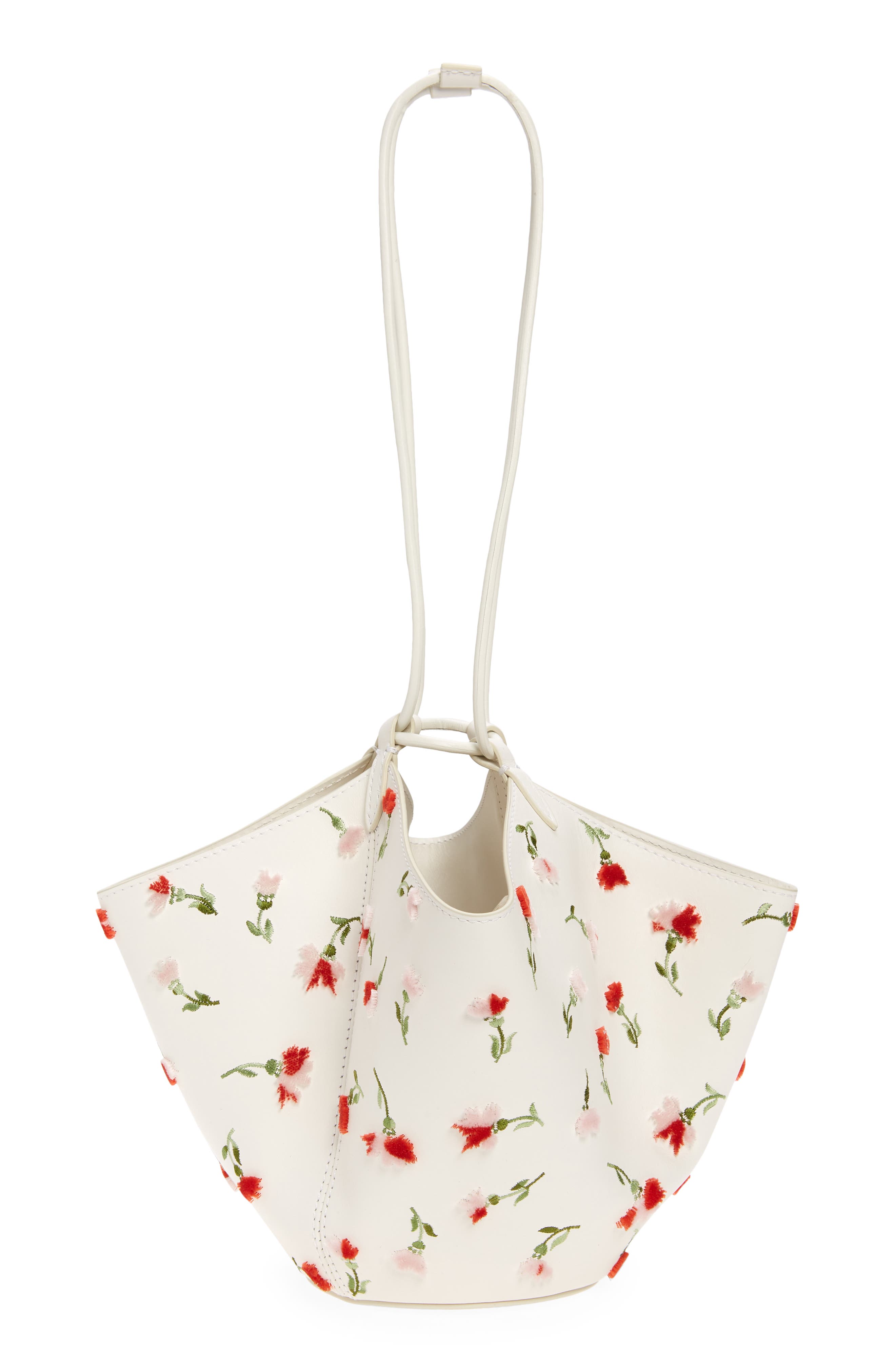 Khaite Mini Lotus Floral Embroidered Leather Tote, Alternate, color, 